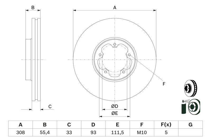 Bosch 0986479D40 Front Brake Disc Ford Transit Custom 12-, V362/V363 14- and 2 more models — Brake Rotors & Drums