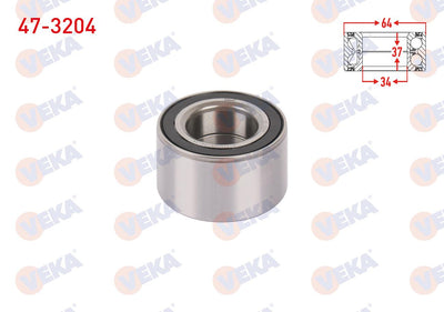 Veka 47-3204 Front Wheel Bearing Left-Right 34X64x37 Astra F 1.4i-1.6i-1.7 D-2.0 1991-1998 / Corsa A 1.2-1.3 — Wheel Bearings