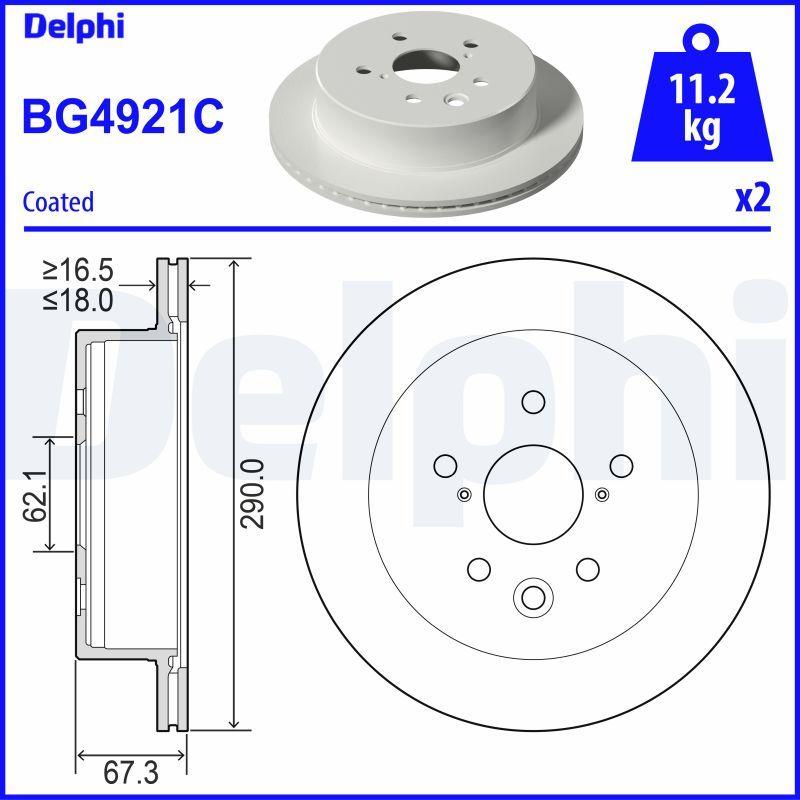 Delphi BG4921C Brake Disc (Twin Pack)-Painted, Drilled — Brake Rotors & Drums
