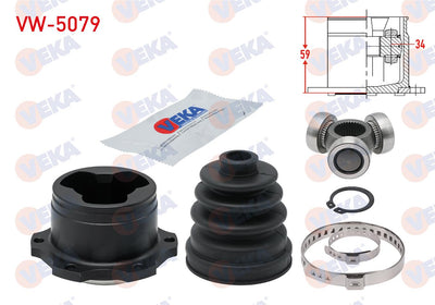 Veka VW-5079 CV Joint Left-Right Front Inner VW Golf IV 1.6i 16V A-T Freze Outer 34 Length 59mm 19 — Axles, CV Joints & Boots