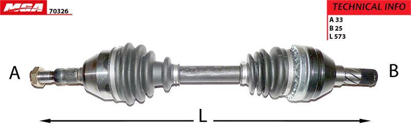 MGA 70326 Axle Complete Left-(Opel: Astra H 04 > > 1.3 CDTi) — Axles, CV Joints & Boots