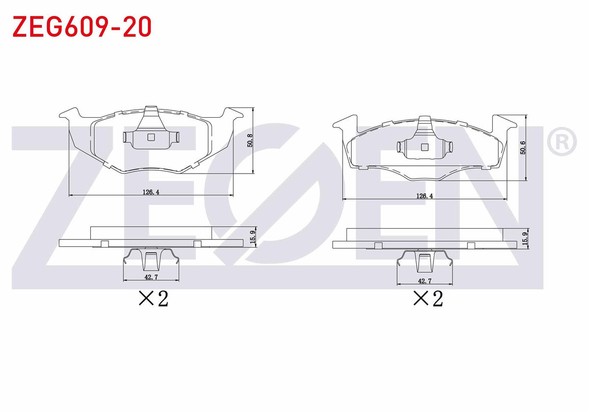 Zegen ZEG609-20 Brake Pad Front VW Polo 1.4 1994-1999 / 1.4 TDI 1994-1999 / Golf III 1.4i 1991-1999 / Golf III 1 — Brake Pads