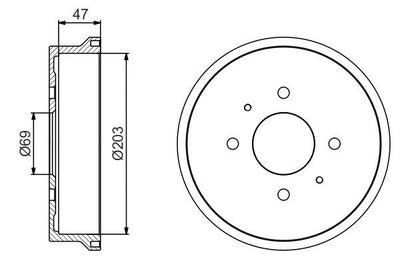 Bosch 0986477235 Brake Drum (Ad) 05-Colt — Brake Rotors & Drums