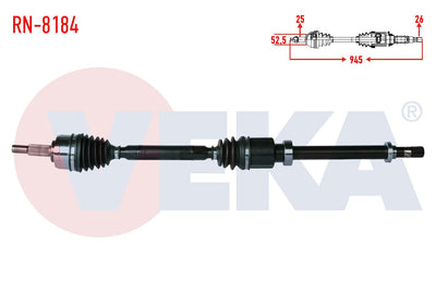 Veka RN-8184 Complete Axle Right Front Length 990mm Renault Megane IV 1.3 TCE-1.5 dCi (Euro 6) M-T — Axles, CV Joints & Boots