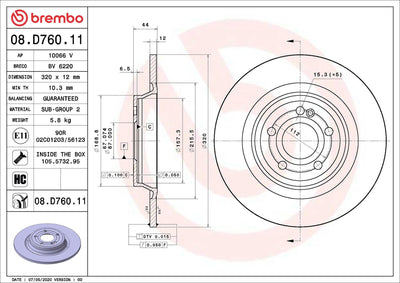 Brembo 08.D760.11 Brake Disc Rear Mercedes-Benz W177 W247 C118 H247 18> — Brake Rotors & Drums
