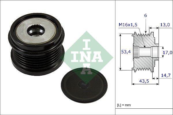 ina-alternator-pulley-535023710, ford-fiesta-focus-cmax-alternator-pulley INA 535023710 Alternator Pulley - Fits 2009 Fiesta, Focus, C-Max | 6 Grooves INA Alternator Pulley 535023710 for Fiesta Focus C-Max ina, alternator-pulley, ford-fiesta, ford-focus, ford-c-max, automotive-parts, car-maintenance, mechanics, vehicle-accessories, ai-generated