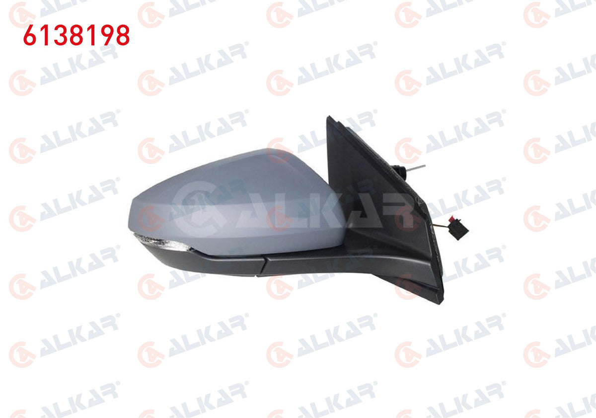 Alkar 6138198 Outer Rear View Mirror Right Mechanical Primed with Turn Signal 2 Pin Volkswagen Po — Tail, Signal & Reflectors