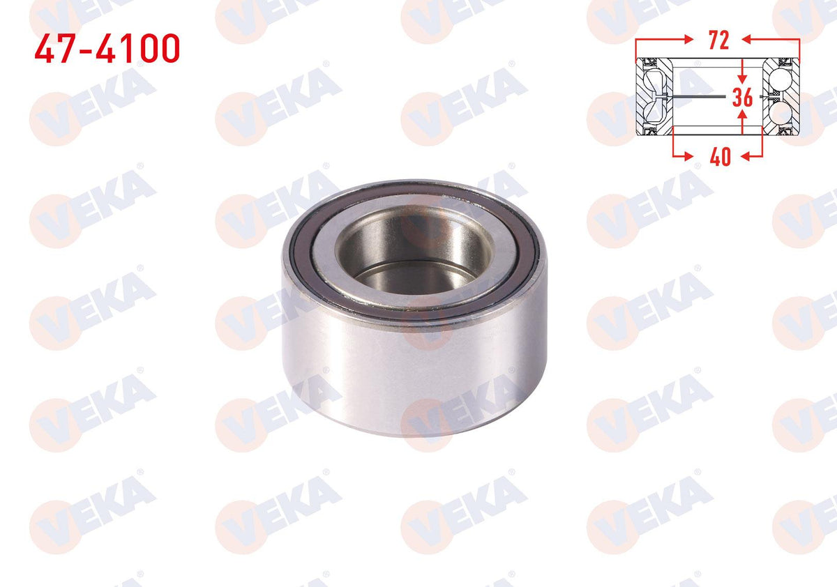 Veka 47-4100 Front Wheel Bearing Left-Right ABS Okuyuculu 40X72x36 Suzuki Swift III 1.3i-1.5i 2005-2010 / Swift IV 1.2-1.3 2010-/ Splash 1.2i 2008-/ Splash 1.3 DDiS 2010