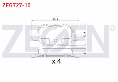 Zegen ZEG727-10 Brake Pad Rear Fiat Linea 1.6 Mjt 2007-/ Linea 1.4 T-Jet 2007-/ Alfa Romeo 147 (937) 1.6 2001-20 — Brake Pads