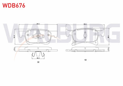 WALBURG WDB676 Brake Pad Front with Wear Indicator Opel Corsa E 1.3 CDTi 15 Rim 2014-/ Corsa E 1.2 2014-/ Corsa E 1.4 2014-/ Adam 1.2 2013-/ Adam 1.4 2013