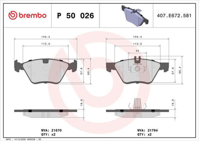 Brembo P50026 Brake Pad Front M.Benz 170 208 210 96-04 — Brake Pads