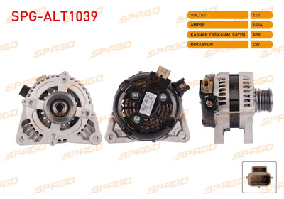 SPAGO SPG-ALT1039 Alternator 12V 150A 6Pk (Alt3110) Focus II 04-12-Fiesta 04-08-Kuga 08-12 (1.6 2.0 TDC — Starting & Charging