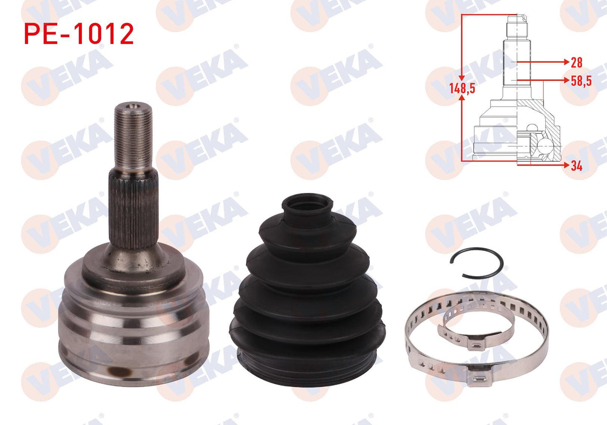Veka PE-1012 CV Joint Left-Right Front Outer 28X34x58,5 Length 149mm 308 II 1.2 Thp-Vti — Axles, CV Joints & Boots