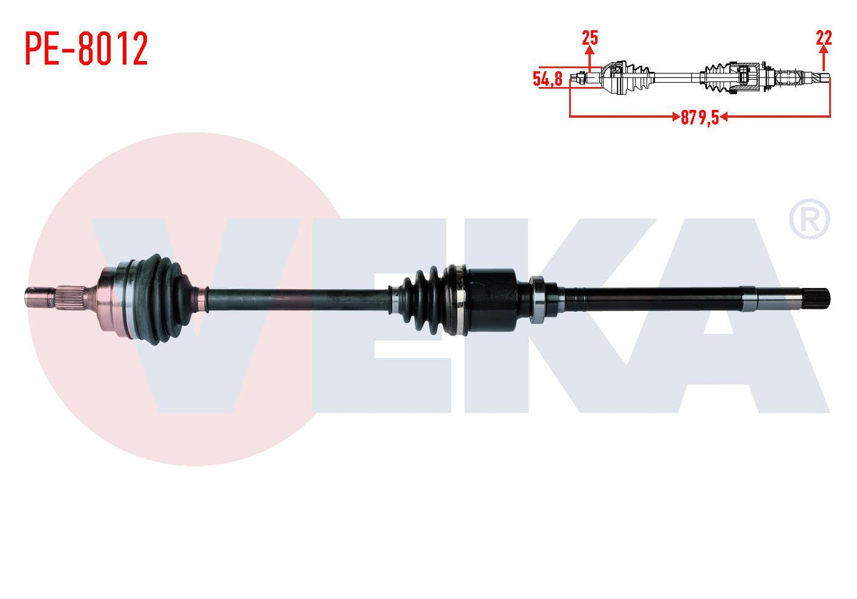 Veka PE-8012 Complete Axle Right Front Peugeot 306 (7B, N3 and 2 more models — Axles, CV Joints & Boots