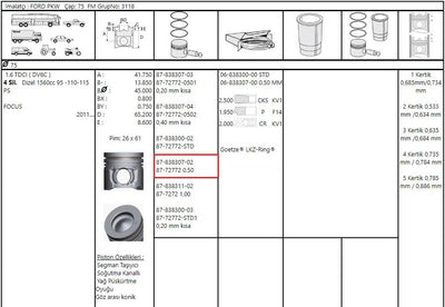 Goetze 87-72772050 Focus-C-Max-Mondeo 2011-2018 Models 1.6 TDCi Piston Set — Pistons & Rotating