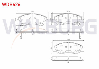 WALBURG WDB626 Brake Pad Front with Wear Indicator Hyundai i10 (Ia) 1.2 2013-/ Hyundai i10 (Ia) 1.0 2013 — Brake Pads
