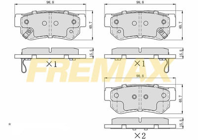 Fremax FBP-1615 Rear Brake Pad (Corbon Formula) Hyundai Santafe / Tucson / Sonata / Sportage / Magentis / Kyron 2001 >