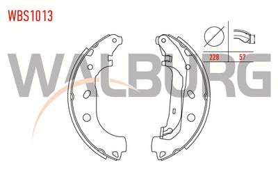 WALBURG WBS1013 Brake Shoe Rear Ford Transit Connect 1.8 TDCi with Lever 228X57 mm 2002-2013 / Tran — Brake Cables & Hardware