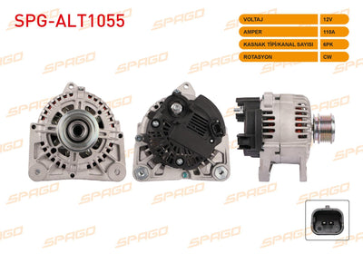 SPAGO SPG-ALT1055 Alternator 12V 110A 6Pk (Alt8700) Clio II-Megane II-Scenic II-Kangoo (1.4 1.6 Gasolin — Starting & Charging