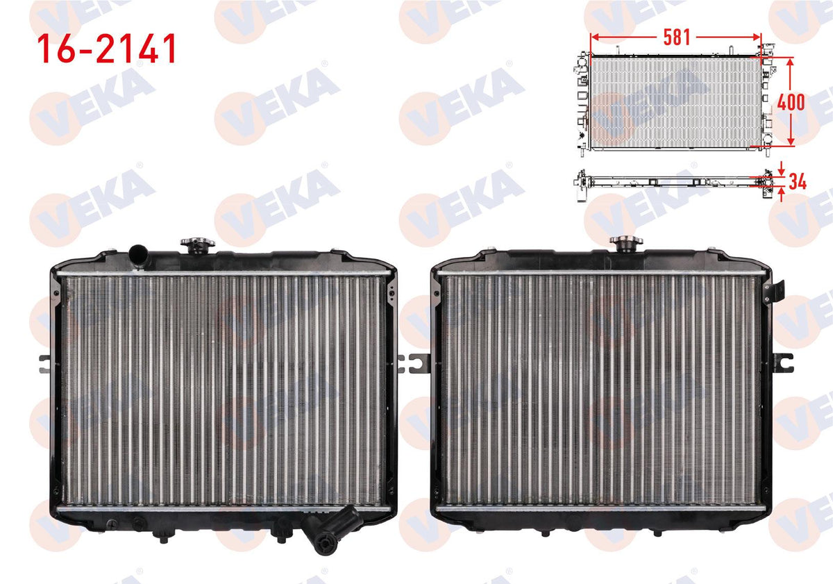 Veka 16-2141 Su Radiator Mechanical Hyundai H100 2.5 D (Van) 1997-2004 — Radiators & Fans