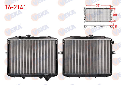 Veka 16-2141 Water Radiator Mechanical Hyundai H100 2.5 D (Van) 1997-2004 — Radiators & Fans