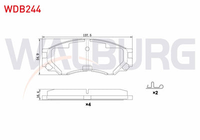 WALBURG WDB244 Brake Pad Front Mitsubishi L 200 (K7t, K6t) 2.5 TD 1996-2007 / L 200 (K7t and 2 more models — Brake Pads
