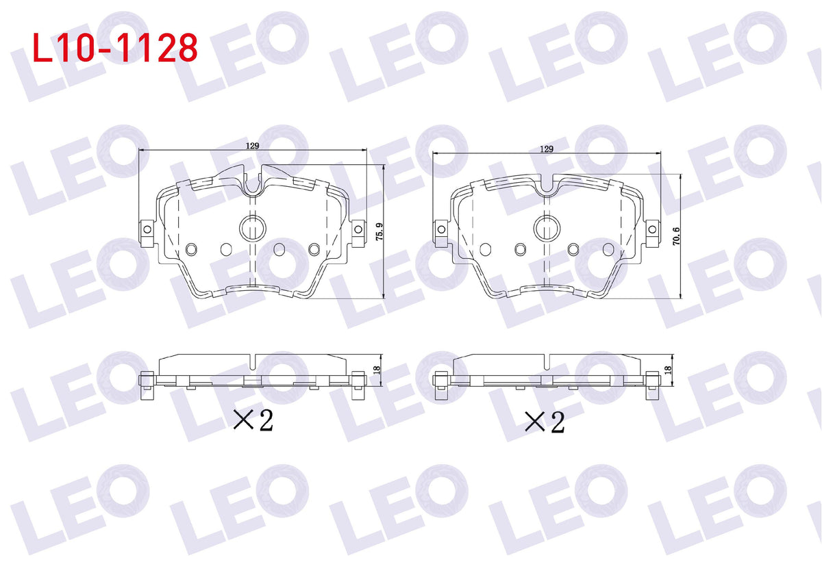 LEO L10-1128 Brake Pad Front BMW 2 (F45) 218 i-220 D 2014-/ 3 (G20) 320i-320D 2018-/ 5 (G30 — Brake Pads