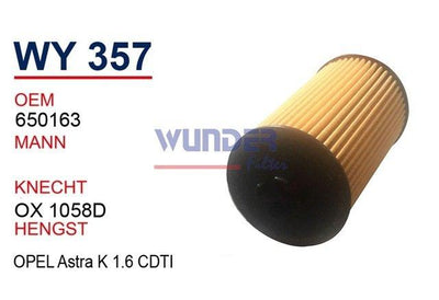 Wunder WY357 Opel Astra J 1.6 Diesel Oil Filter — Oil Filters