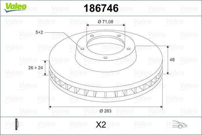 Valeo 186746 Brake Disc Front 407 Durable Bioflex Material Compatible with Peugeot 407 — Brake Rotors & Drums