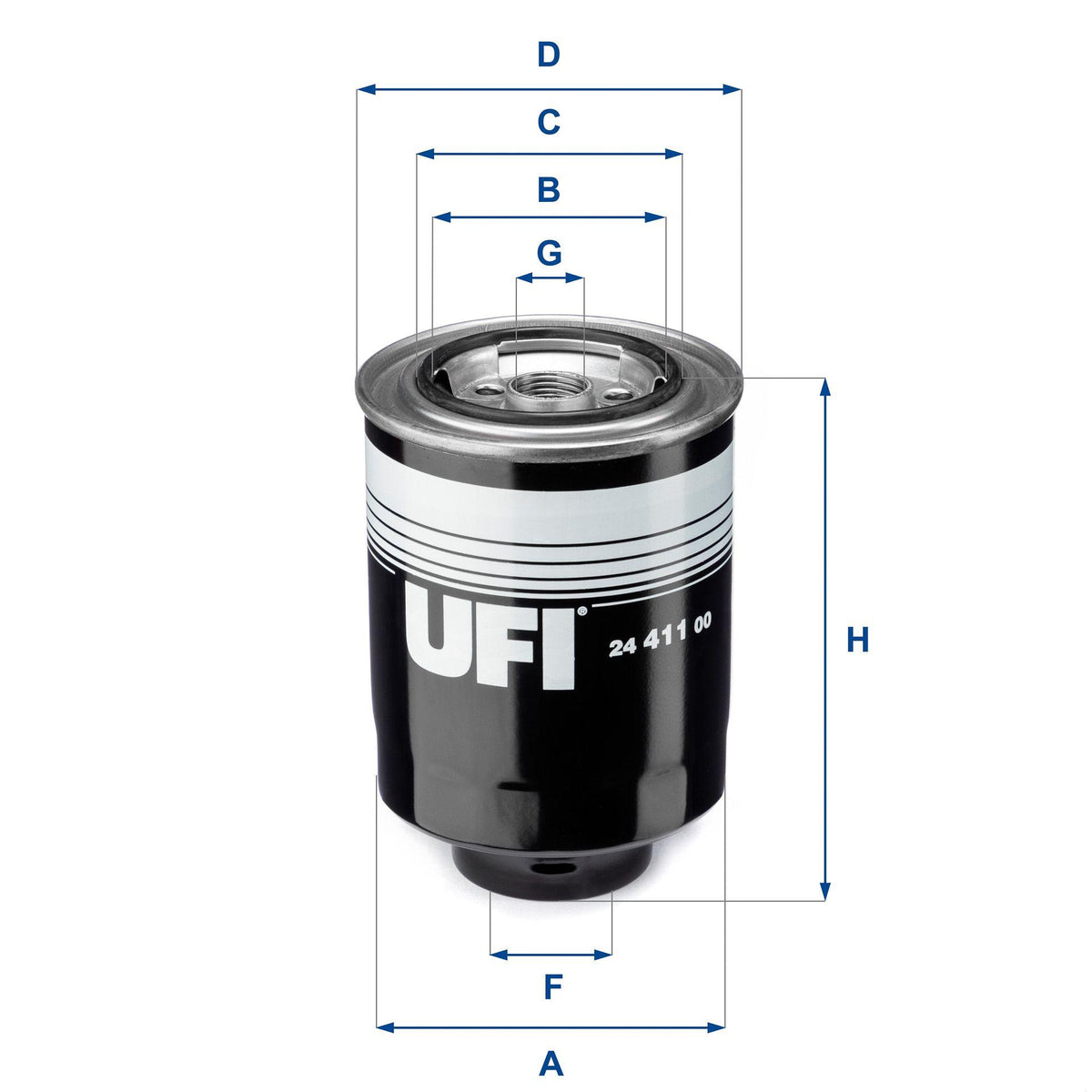 Ufi 24.411.00 Filter Diesel (Toyota Hilux 90/05 / Nissan Navara 06 / Mitsubishi L200 10/14 / Ford Ranger 99-10 2.5D)