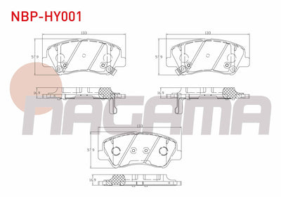 NAGAMA NBP-HY001 Brake Pad Front with Wear Indicator Cable Drilled Hyundai Accent Blue 1.4 Cvvt 2012-/ 1.6 CRDi 2012-/ Bayon (Bc3) 1.4 MPI 2021-/ Kia Rio III 1.4 CRDi 2011-2014 / Rio III 1.4 Cvvt 2011-2014