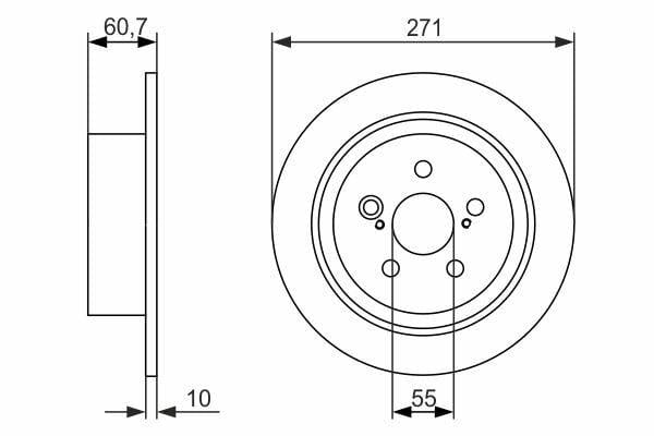 BOSCH Brake Disc - 271mm Diameter for Toyota Avensis 1.6, 1.8, 2.0 — Brake Rotors & Drums