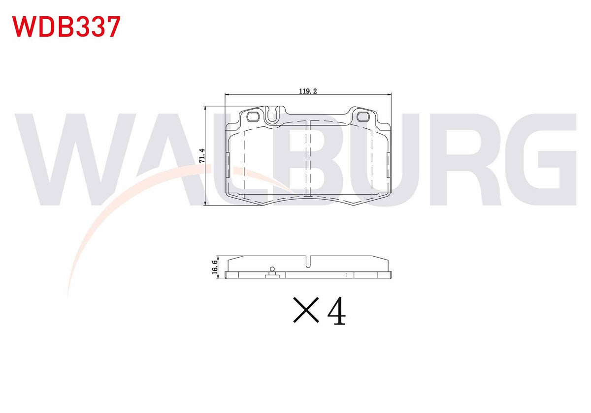 WALBURG WDB337 Brake Pad Front Mercedes C Series (W203) C 230 2000-2006 / (W203) C 270 CDI 2000-2006 / (W203) C — Brake Pads