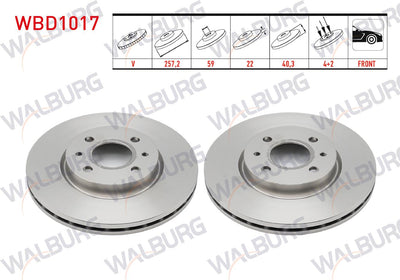 WALBURG WBD1017 Brake Disc Front Air 4 Bjn 257,2X22x59x40 — Brake Rotors & Drums