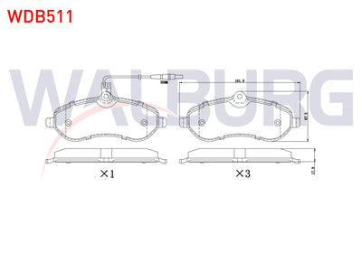 WALBURG WDB511 Brake Pad Front with Connector Fiat Scudo (270) 1.6 Mjt 2007-/ Scudo 2.0 Mjt 2007-/ Citroen Jumpy — Brake Pads