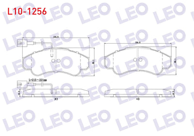 LEO L10-1256 Brake Pad Front with Connector Fiat Ducato (244) 2.3 JTD 2002-2006 / Ducato (244) 2.8 JTD 2002-2006 — Brake Pads