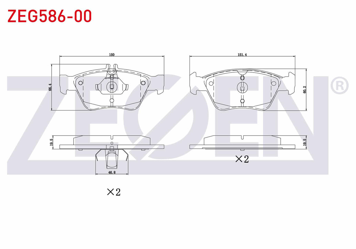 Zegen ZEG586-00 Brake Pad Front Mercedes E Series (W210) E 230 1995-2002 / (W210) E 200 1995-2002 / (W210) E 200 — Brake Pads