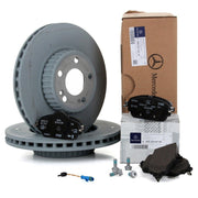 mercedes e-class brake disc set, front brake pad set for mercedes e180 e200, original brake components for mercedes vehicles Mercedes W213 E-Class Brake Disc and Pad Set - Original Parts for E180 E200 | Front Set Mercedes E-Class Brake Disc and Pad Set mercedes, e-class, brake-discs, brake-pads, original-parts, car-maintenance, vehicle-repair, auto-parts, car-owners, ai-generated