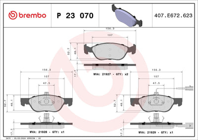 Brembo P23070 Brake Pad Front Fiat Bravo 1.6-1.8 Alfa Romeo 145-146 Marea/Weekend/Brava 96> — Brake Pads