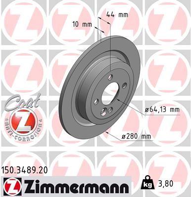 Zimmermann 150.3489.20 Brake Disc Rear Standart Mini R56 280mm — Brake Rotors & Drums