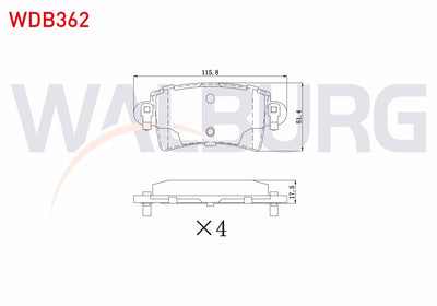 WALBURG WDB362 Brake Pad Rear Renault Master II 2.8 DTi 1998-2010 / Master II 2.5 dCi 1998-2010 / Master II 1.9 — Brake Pads