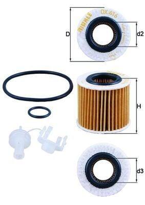 MAHLE Oil Filter OX416D2 - Compatible with Toyota Corolla, Auris and 2 more models — Oil Filters