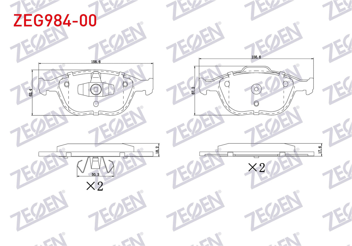 Zegen ZEG984-00 Brake Pad Front Ford Transit Connect 1.8 TDCi 2002-2013 / Tourneo Connect 1.8 TDCi 2002-2013 / F — Brake Pads