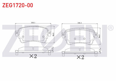 Zegen ZEG1720-00 Brake Pad with Wear Indicator Rear Citroen Jumpy — Brake Pads