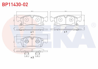 Veka BP11430-02 Brake Pad Front with Wear Indicator Jeep Grand Cherokee IV (Wk,Wk2) 3.0 Crd 4X4 2010