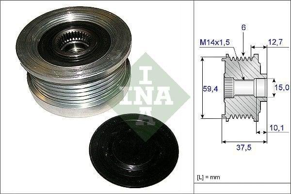 ina 535011010 alternator pulley, alternator pulley for accent getz matrix, ina alternator pulley technical specifications INA 535011010 Alternator Pulley for 2003-2007 Accent, Getz, Matrix 1.5Crdi | Denso Compatible INA Alternator Pulley for Accent, Getz, Matrix ina, alternator-pulley, accent, getz, matrix, 1-5crdi, denso, vehicle-parts, mechanics, ai-generated