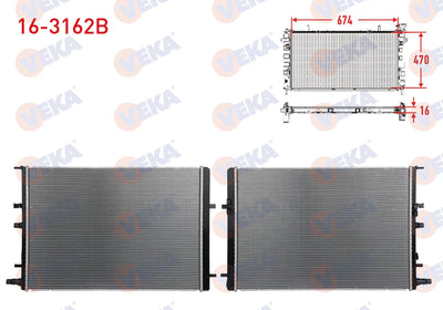 Veka 16-3162B Water Radiator Brazing Nissan Qashqai 1.5 dCi 2018-/ Renault Kadjar 1.5 Blue dCi 2018 — Radiators & Fans