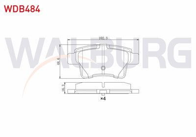 WALBURG WDB484 Brake Pad Rear Citroen C4 Picasso (Ud) 1.6 HDi 2006-2013 / Citroen C4 Grand Picasso (Ua) 1.6 HDi — Brake Pads