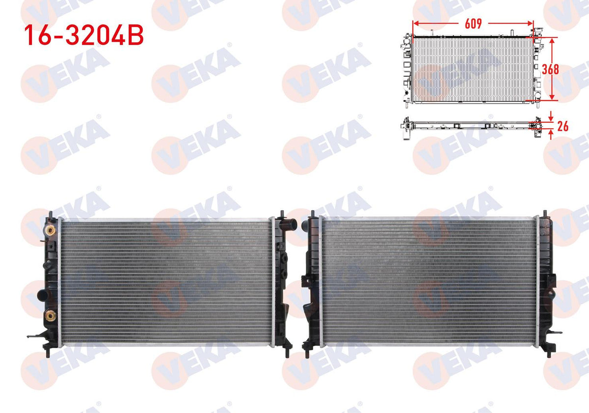 Veka 16-3204B Su Radiator Brazing Opel Vectra B 1.6i A-T 1995-2003 — Radiators & Fans
