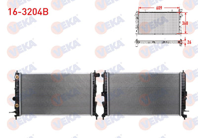 Veka 16-3204B Water Radiator Brazing Opel Vectra B 1.6i A-T 1995-2003 — Radiators & Fans